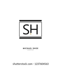 S H SH Initial logo letter with minimalist concept. Vector with scandinavian style logo.