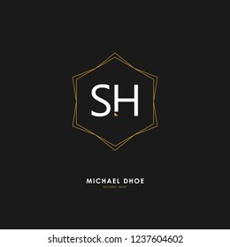 S H SH Initial logo letter with minimalist concept. Vector with scandinavian style logo.