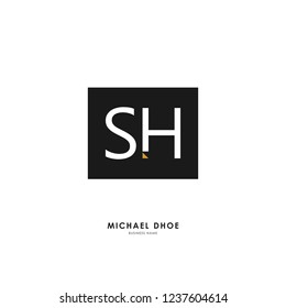 S H SH Initial logo letter with minimalist concept. Vector with scandinavian style logo.
