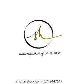 S h Sh initial logo handwriting template vector