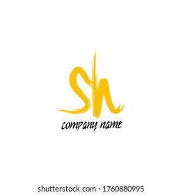 S h Sh initial logo handwriting template vector