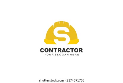 S Hard Hat Logo Design Inspiration. Vector Letter Template Design For Brand