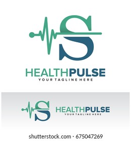 S Health Pulse Letter Logo Template Design Vector, Emblem, Design Concept, Creative Symbol, Icon