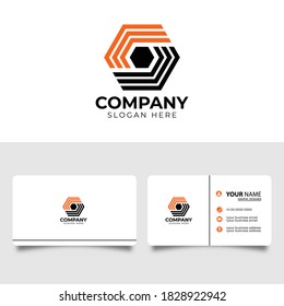 S hexagon initial letter icon logo with business card vector design template