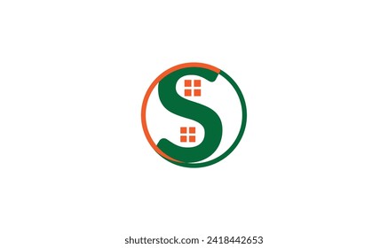 S Home Logo Vector element. Initial logo template design.