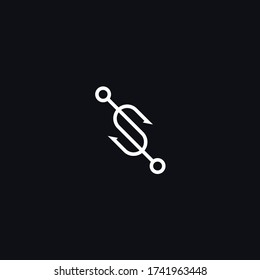 S hook logo. fishing icon