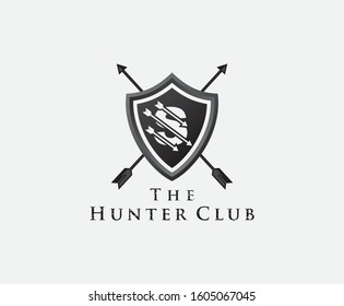 S Hunter Club Logo, S Letter Shield Letter Logo Icon. 