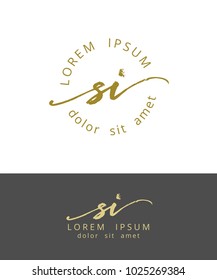 S I. Handdrawn Brush Monogram Calligraphy Logo Design