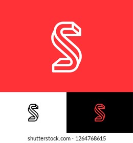 S Impossible letter. S monogram consist of thin lines. Web, UI icon. 