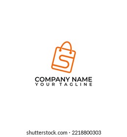 S initial as a bag, shop logo design inspiration isolated on white background