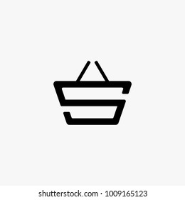 S initial as a basket, shop logo design inspiration isolated on white background