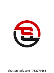 S initial circle company logo black red