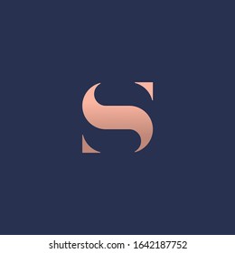 S initial fashion logo in gold color.