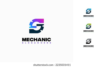 S Initial Gear Logo designs concept vector, Mechanic logo designs concept