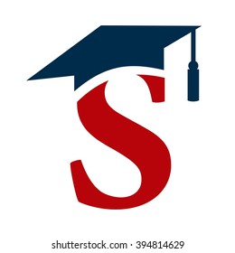 S Initial And Graduation Cap Logo