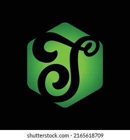 Imagen del vector del logotipo del haxagon verde inicial