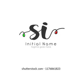S I Initial handwriting for logo template vector with abstract line