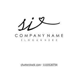 S I Initial handwriting logo vector