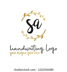 S A Initial handwriting logo vector