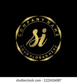 S I Initial handwriting logo vector