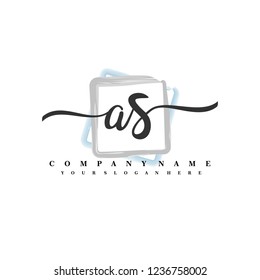 A S Initial handwriting logo vector