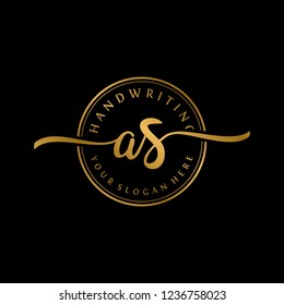 A S Initial handwriting logo vector