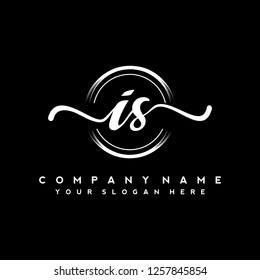 I S Initial handwriting logo vector