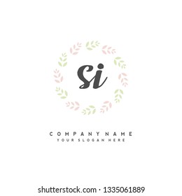 S I Initial handwriting logo vector