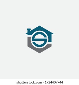 zu Hause. Logo-Hexagon-Vektor