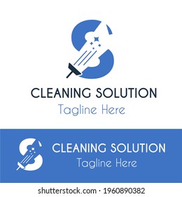 S Initial letter Cleaning Service Simple Modern Logo Idea. Housekeeping, Renovation and maintenance service company logo template. Housework cleaner disinfectant retail Business Logo vector template