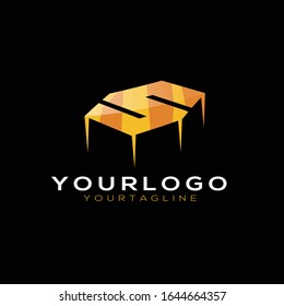 S initial letter gold elegant 3D logo