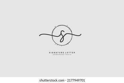 S Initial letter handwriting and  signature logo. A concept with template element.