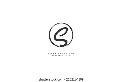 S Initial letter handwriting and  signature logo. A concept with template element.