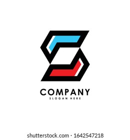 S initial letter hexagon modern logo design template vector