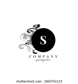 S Initial Letter Logo Design with Ink Cloud Flowing Texture Vector.