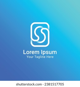 S Initial Letter Logo Design with Digital Modern in Blue and White Colors