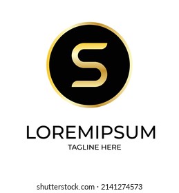 S Initialbuchstaben Logo Gold Kryptowährung-Münzsatz