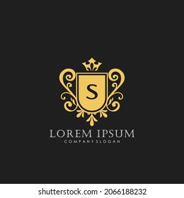 S Letra inicial Modelo de logotipo de lujo en arte vectorial para restaurante, Royalty, Boutique, Cafe, Hotel, Heraldic, Jewelry, Moda y otras ilustraciones vectoriales