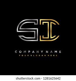 S I initial letter, modern logo design template vector 