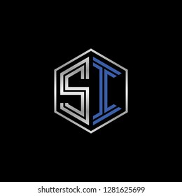 S I initial letter, modern logo design template vector 