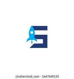 S initial letter with rocket design logo, elements, icons, symbols, abstract, shapes. Creative inspiration idea with flat style for business company, template collection, marketing promotions.