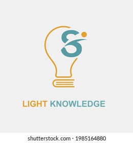 S Initial Letter Simple Modern Education Academy Logo template with Lamp Bulb and Book Icon. Smart, knowledge and science business logo concept