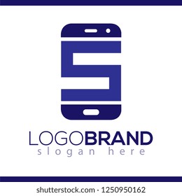 S Initial letter with Smart phone logo icon vector