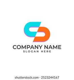 S initial lettermark with the blue and orange color in modern and minimalist style