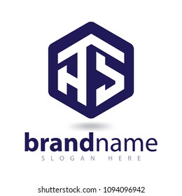 A S Initial letters linked with hexagon shape simple modern logo