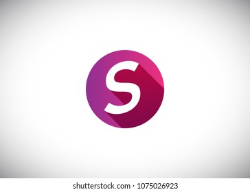 S Initial Logo designs with circle background. with long shadow.
