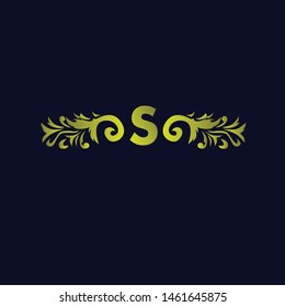 S initial logo letter with beauty ornament for fashion industry