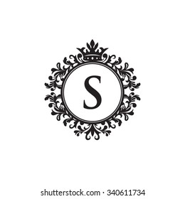 S initial logo. Luxury ornament crown logo