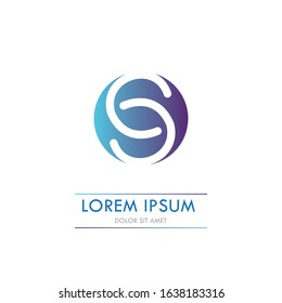 S initial logo template vector with gradation of color and white background