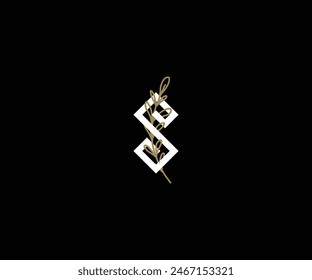 S INITIAL LOGO VINTAGE LEAF 